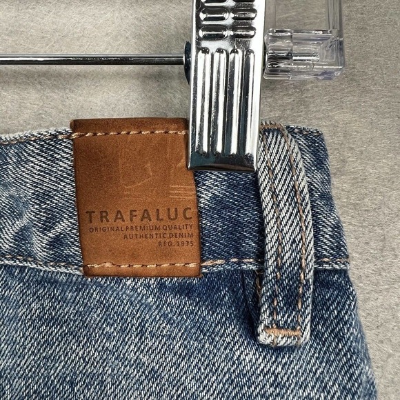 Zara Denim Skirt Size Small A-line Button Front Patch Pockets Y2K Raw Hem - Picture 8 of 9